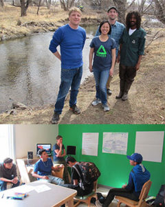 Denver staff stand near Lower South Platte; Green Team students in session